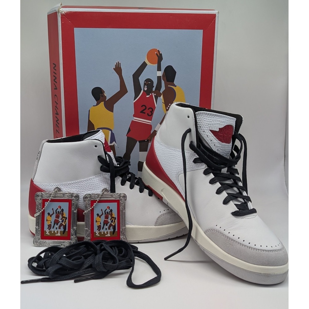 Nike Air Jordan 2 x Nina Chanel‎ Abney Womens 9.5 Sneakers DQ0558-160 Red Black